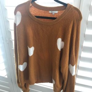 Madewell Balloon Heart Sweater Gold Size XL CUTE!